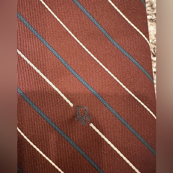 Christian Dior vintage Monsieur Neck Tie brown Striped - Picture 2 of 5